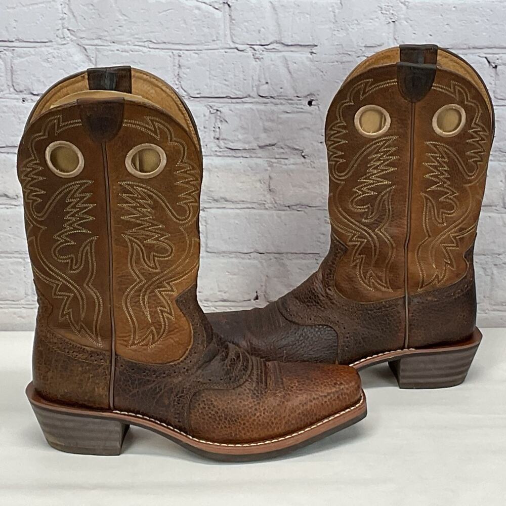 Ariat Heritage Boots Men's Size 10.5 EE Brown Two Tone Leather Cowboy Square Toe